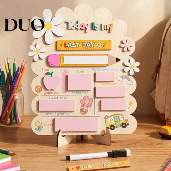 Wooden Message Center First Day of School Sign, Reusable Chalkboard Sign for Kids, Back Small Hanging Board to Decorations Supplies Kindergarten