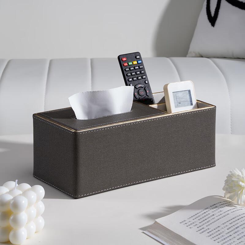 Molona Leather Desktop Tissue & Remote Organizer