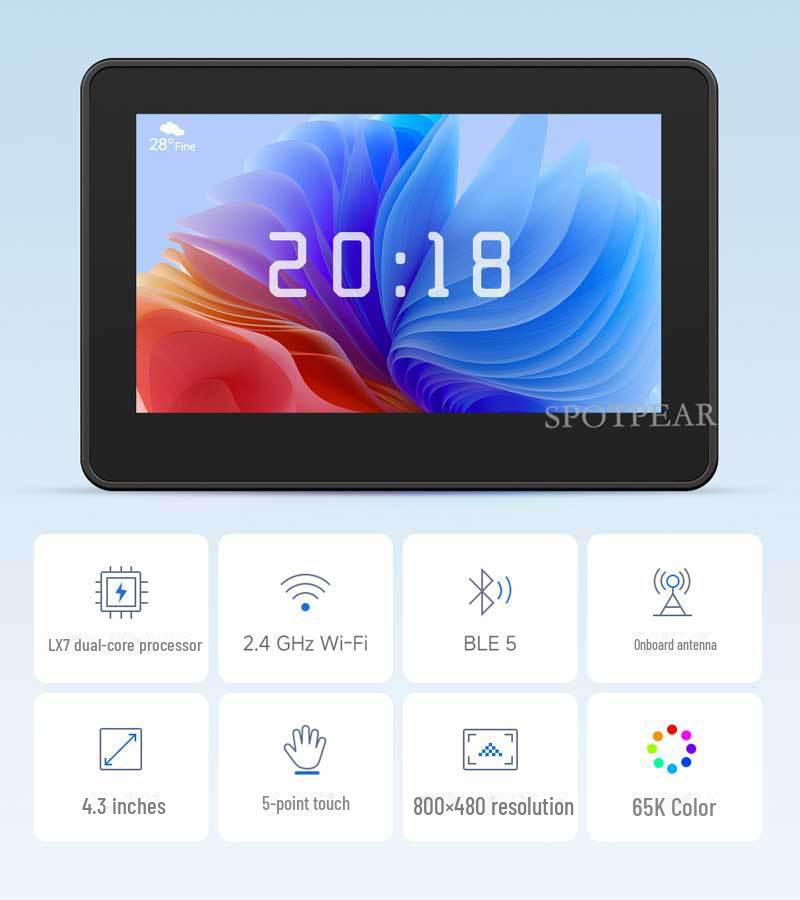 ESP32-S3 4,3" Touch-LCD mit CAN/I2C/RS485/Sensor-Unterstützung