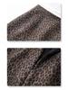 2024 Women's Gray Leopard Woolen Midi Skirt - Autumn/Winter Style, Straight Bodycon with Slit