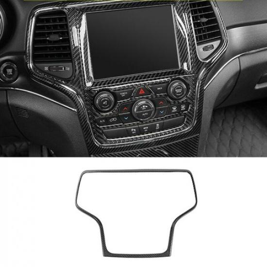 Carbon Fiber Dashboard Navigation Cover Trim Bezels for Jeep Grand Cherokee 14+