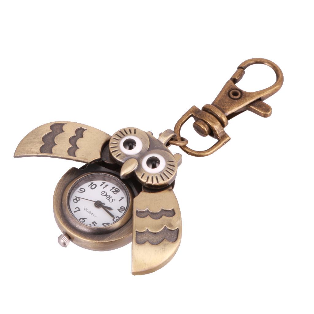 Cartoon Cute Owl Pocket Watch Double Open Electronic