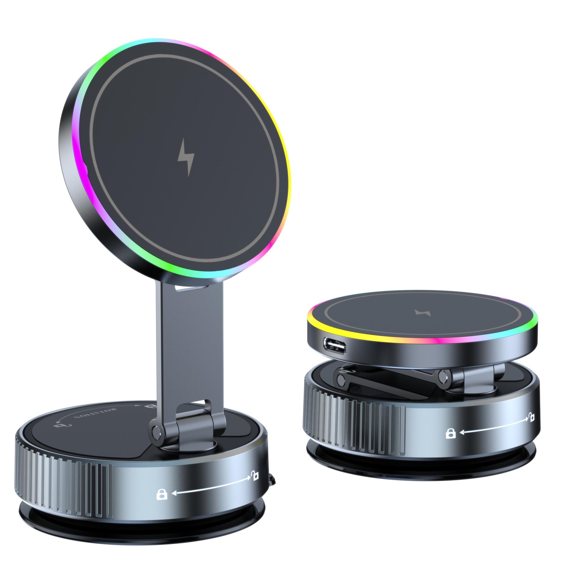 

K3 Colorful Wireless Charger & Vacuum Suction Car Phone Holder