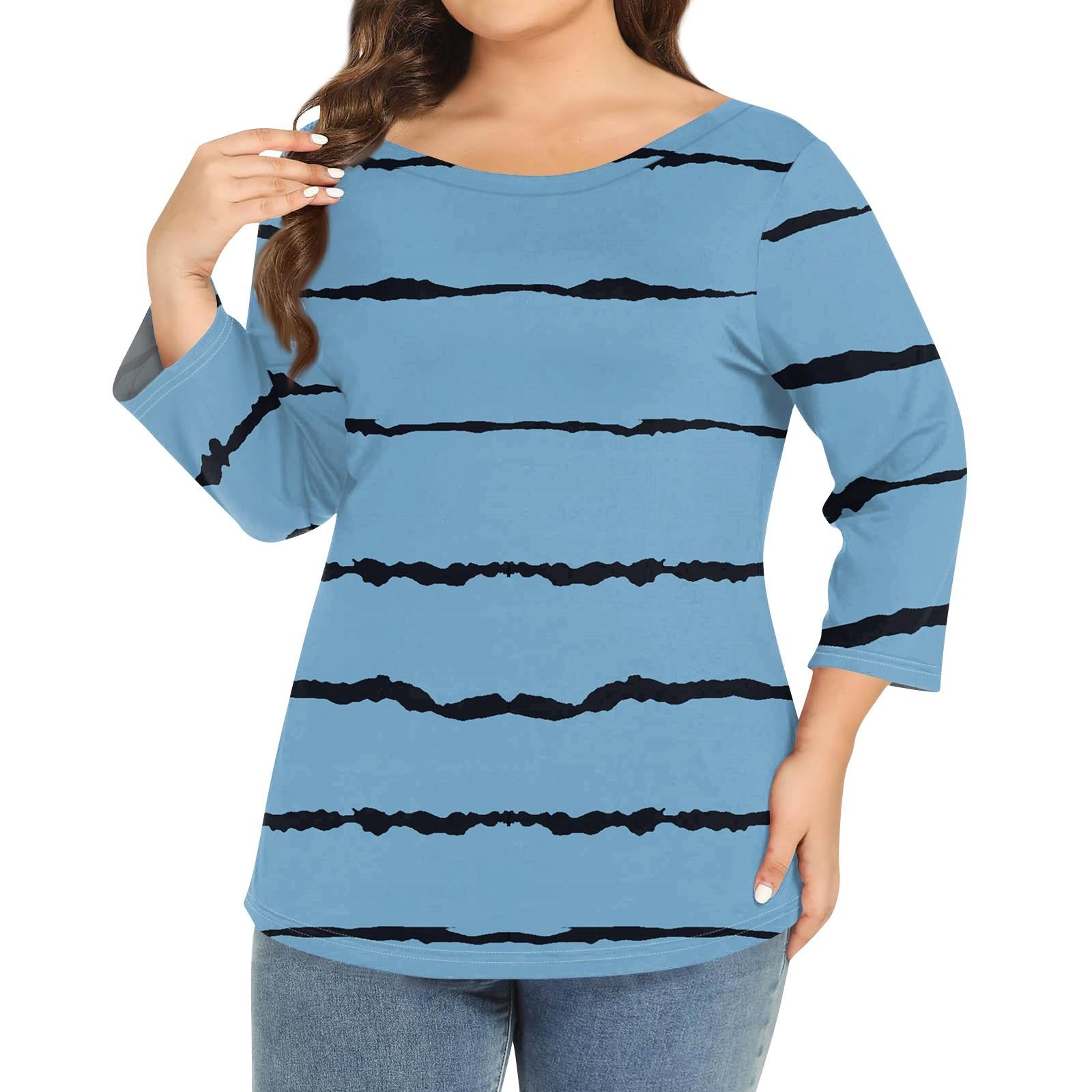 

Женский однотонный топ больших размеров с круглым вырезом и рукавами 3/4 XXL