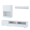 175*39*34cm TV Wall Unit with Display Cabinet (3-Piece Set), TV Board, Standing Shelf and Wall Shelf, LED and High Gloss, TV up to 80', White