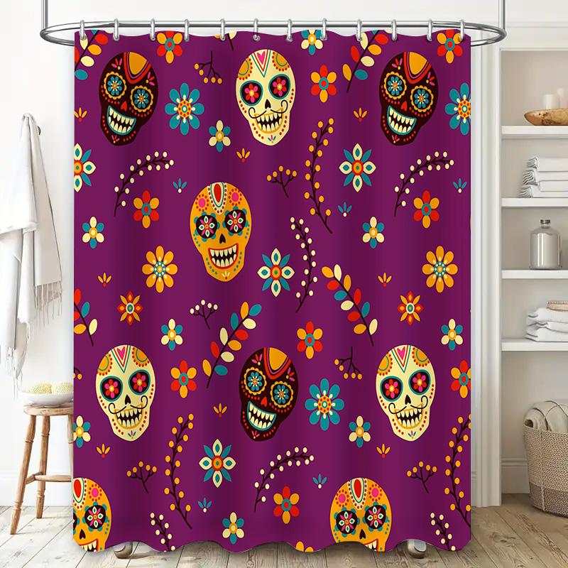 Skull Pattern Shower Curtain Halloween Decorative Fabric Bath Liner for Home Bathroom Hot Sale