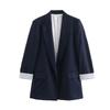 Zbzr Autumn New Women clothes Western Style Versitile Fashion Linen Blend Roll Sleeve Blazers 2753530
