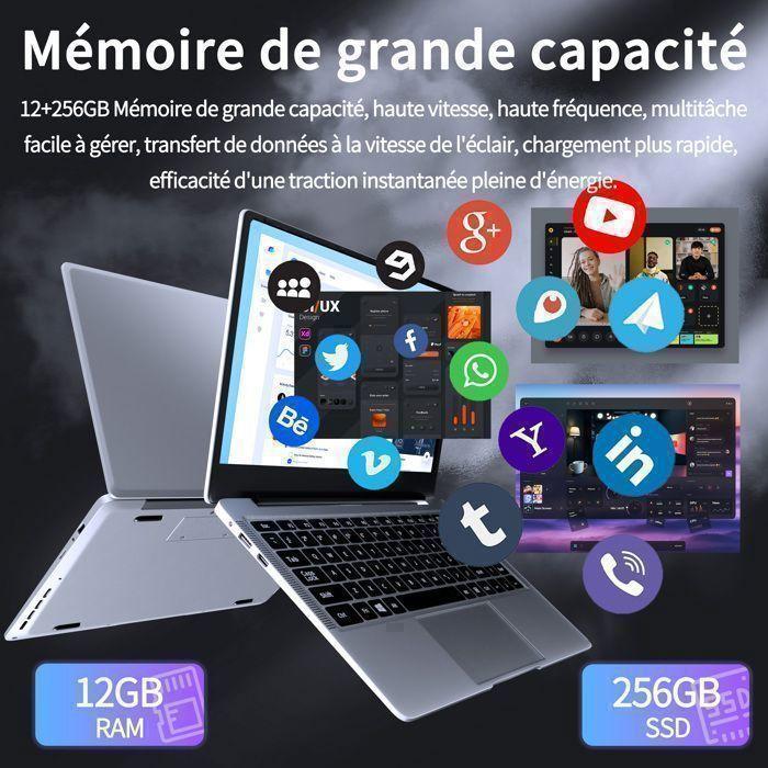 PC portátil de 14,1", Intel Celeron N3710(Hasta 2,6 GHz),12 GB RAM DDR4 256 GB SSD, Windows 11 PRO, WiFi 5, Portátil