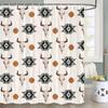 Western Bohemian Shower Curtain Tribal Bull Skull Geometric Beige Bathroom Decorative Shower Curtain With Hook