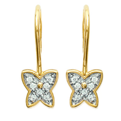 [K5150] - Gold Plated 'Butterflies' Earrings - White Gold - 14x5 Mm