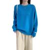 Retro round neck solid color versatile pullover sweater women's autumn and winter new loose and thin knitted sweater top