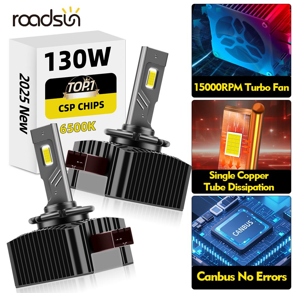 D1S LED Bulbs D2S Canbus Light D3S D4S D5S Turbo LED 60000LM LED Canbus Bulb with 2/4 Copper Tube 6500K White Plug&Play 2PCS 60000Lm