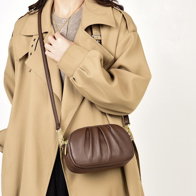 Women's Pleated Crossbody Bag Three Layer Zipper Large Capacity Able Versatile Casual Premium Top Shoulder Bag