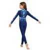 Leotard da Ballo da Bambina a Maniche Lunghe con Paillettes e Strass, Lucido, Full Body, Zip Invisibile Posteriore