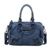 2026 Retro Denim Motorcycle Bag with Patchwork and Rivet Decoration – Crossbody, Shoulder, Handbag