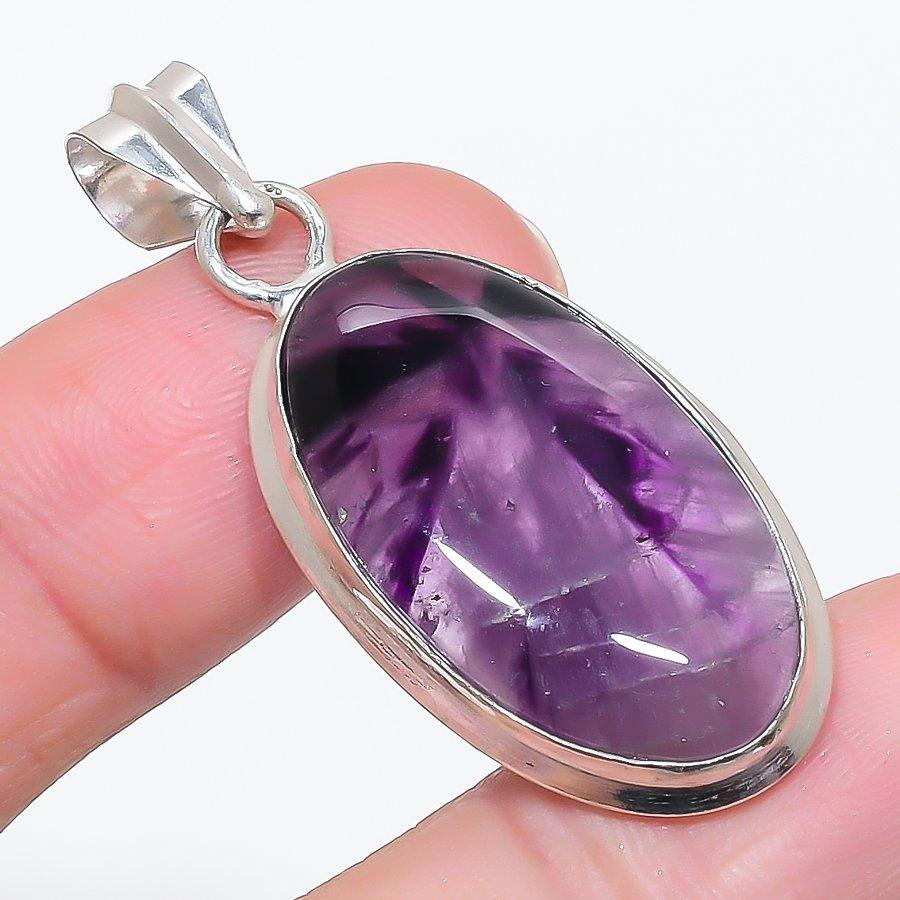 

Natural Sage Amethyst Gemstone 925 Sterling Silver Jewelry Pendant 1.85 m1F06