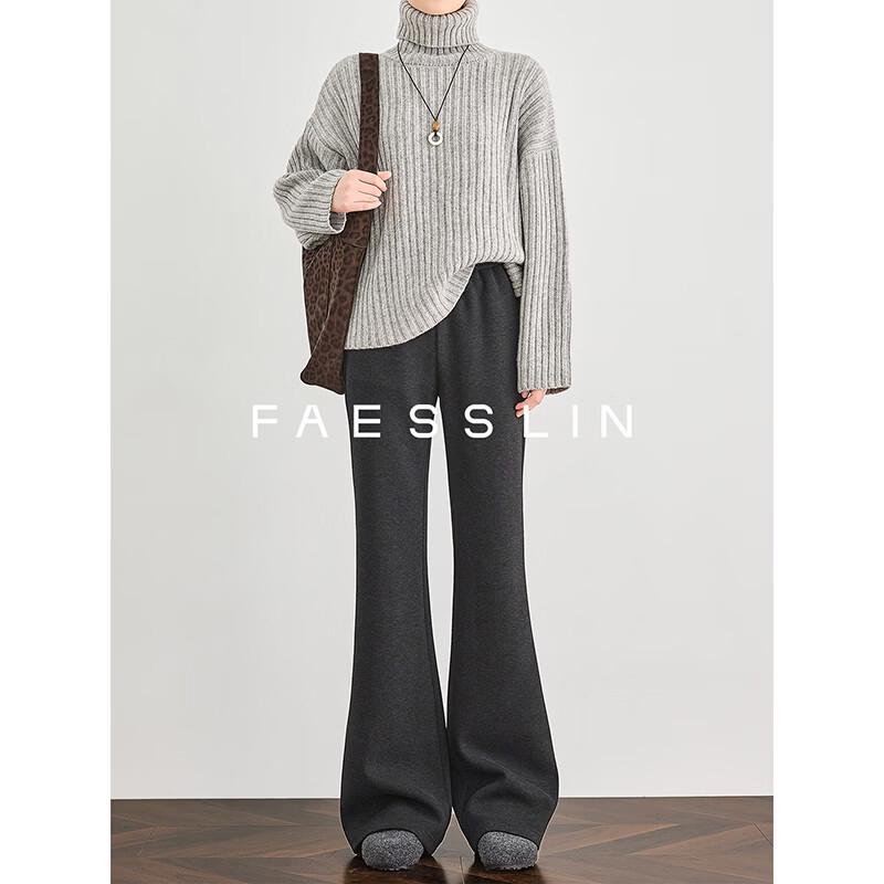 FAESSLIN Women s Slim Fit Knit Flare Wool Blend Pants XL