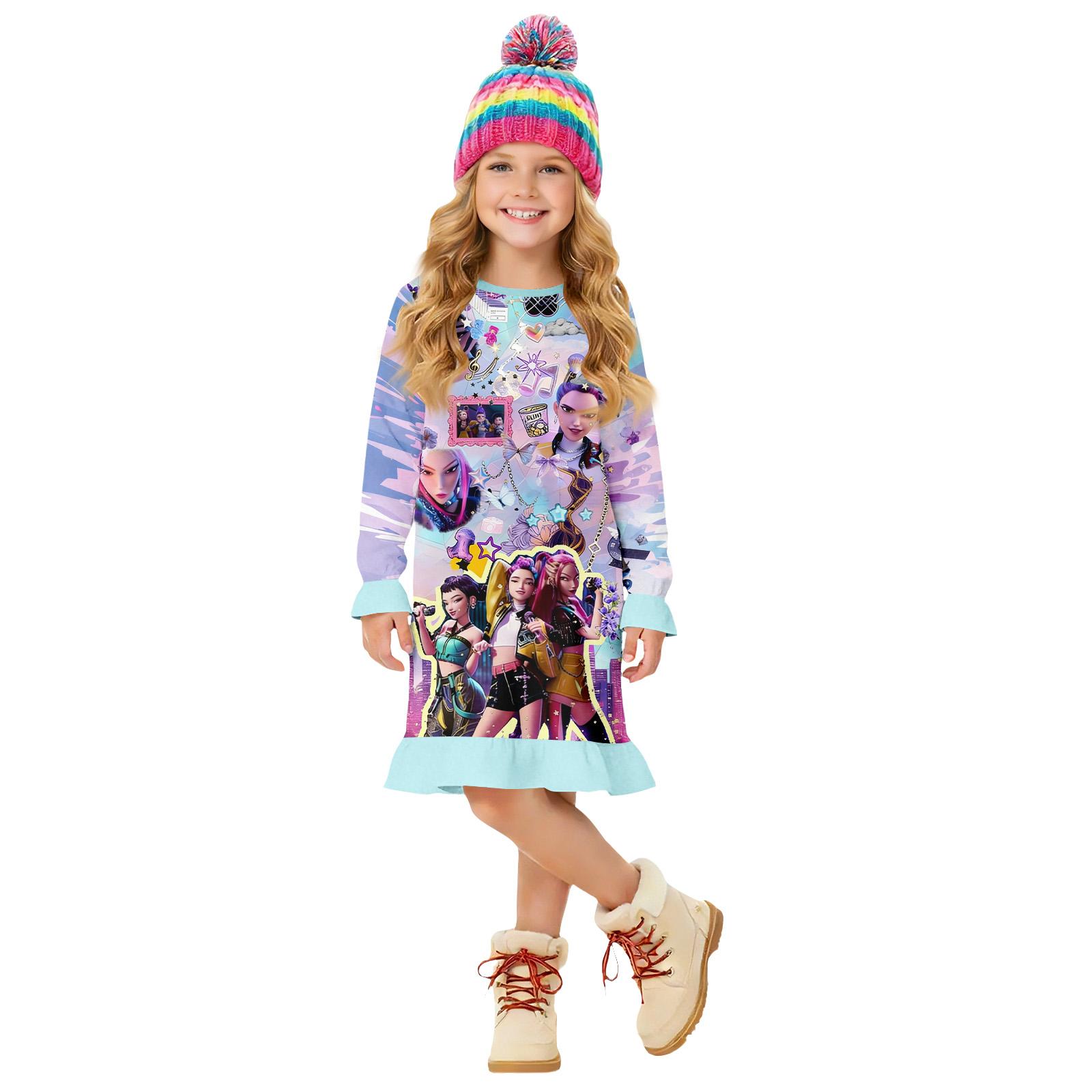 Children s Summer Round Neck Cartoon Print Dress 140
