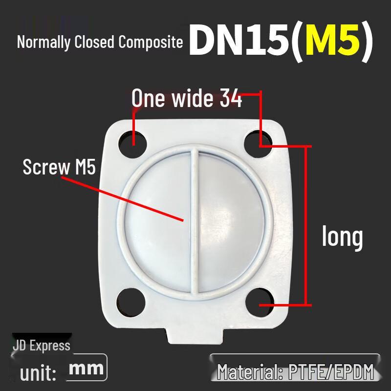 Normally Closed Diaphragm Valve Gasket DN15 M5 Screw
