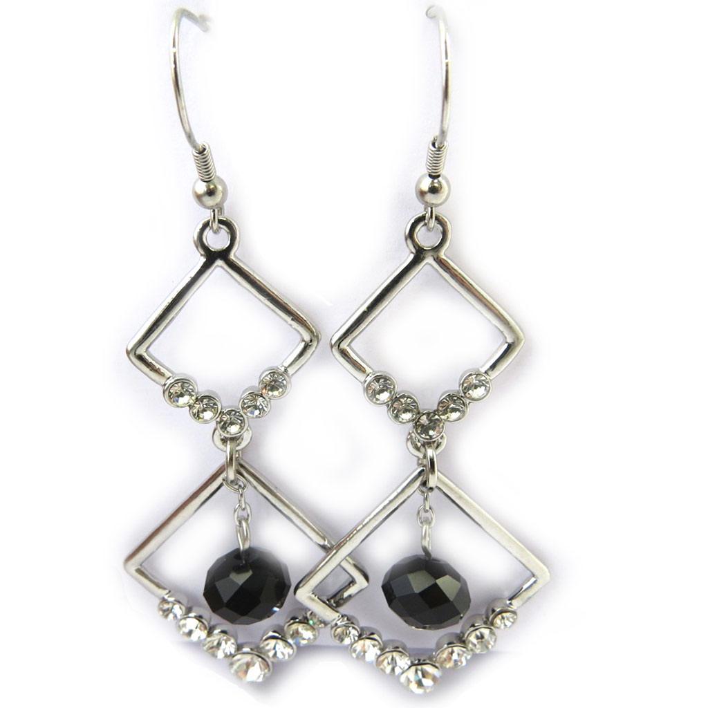 Les Trésors De Lily [N3157] - 'Sissi' Black and White Designer Earrings