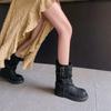 Niche retro buckle thick-soled short Martin boots women's autumn and winter new thin black fashion boots