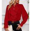 Einfarbiges Damen-Freizeithemd mit Rüschen, langen Ärmeln, modisches Hemd