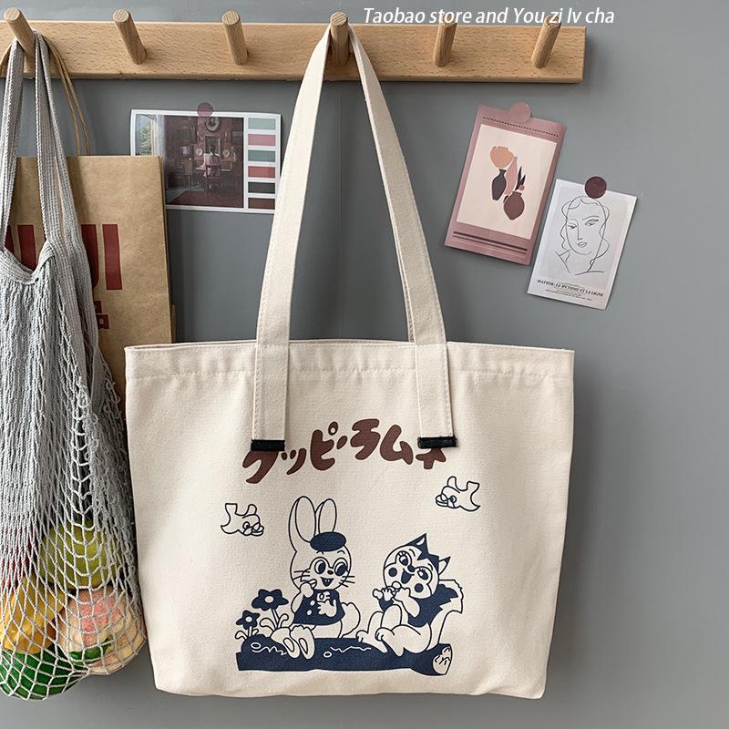 

Большая холщовая сумка через плечо в европейском и американском стиле - Простой студенческий дизайн улззанг