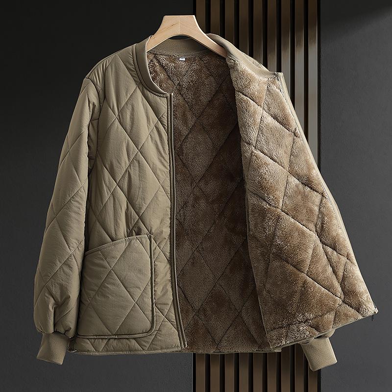 Men's Thickened Flannel-Lined Cotton Jacket - Autumn/Winter, Loose Fit, Plus Size, Warm Base Layer Outerwear