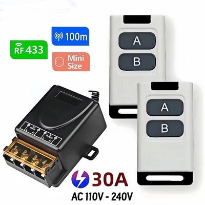 433MHz Kabelloser RF-Fernschalter AC 110V 220V 240V 30A Relais-Empfänger DIY für Fabrik Bauernhof Büro Pumpe LED-Licht Motoren