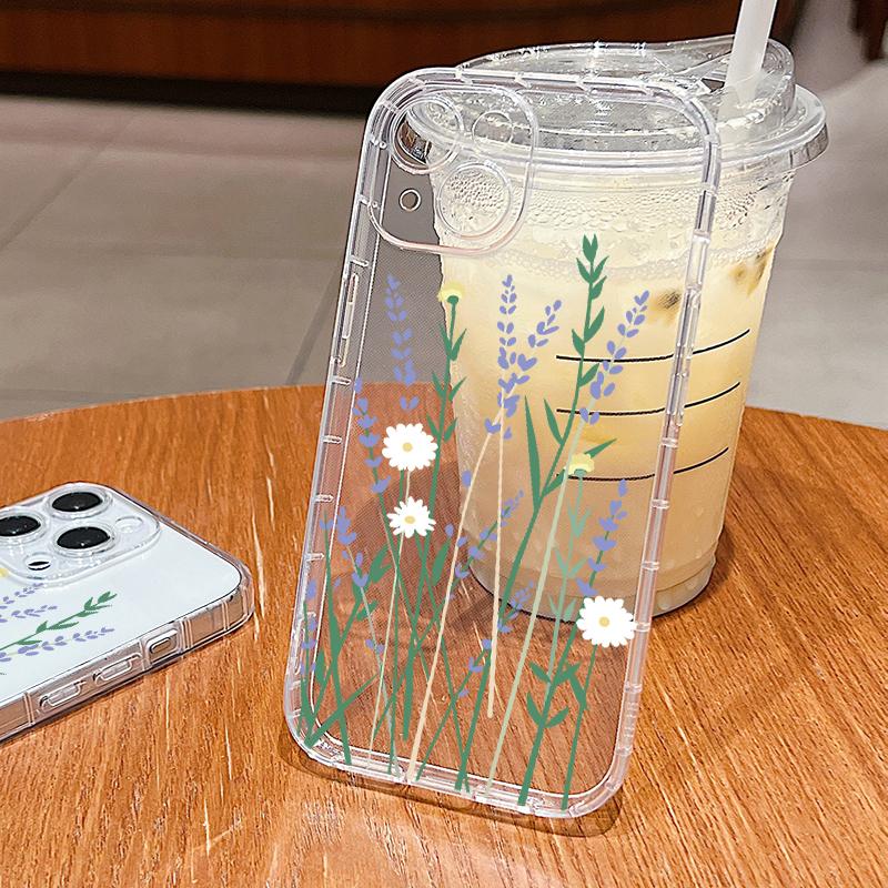 

Цветочный прозрачный чехол для iPhone 15 14 Pro Max Plus 13 12 11 Pro Max Xr X Xs Max 8 7 Plus противоударный мягкий защитный чехол из ТПУ для объектива iPhone 15