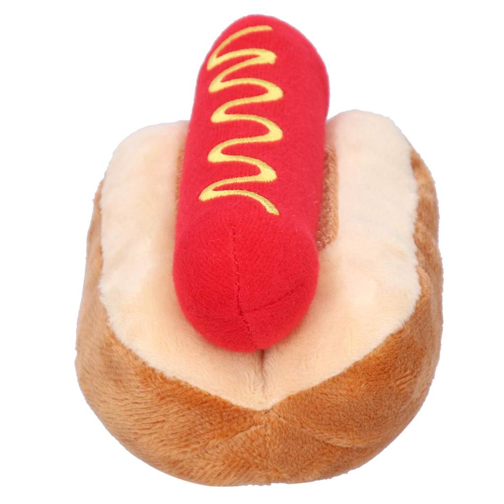 Dilwe Hot Dog Plush Toy, Food Shaped Soft Stuffed Animal for Dogs