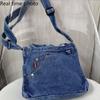 Umhängetasche für Damen, Japan und Südkorea, exquisite Tasche aus gewaschenem Denim, Ins, künstlerischer Stil, Persönlichkeit, Kreativität, tragbare Tasche, Umhängetasche