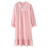 Pajamas Women'S Spring And Autumn Long Sleeves Cotton Court Style Autumn Knee Dress Pajamas Dress