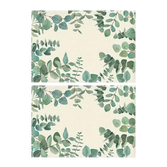 Floral Linen Placemat Tulip Spring Party Placemat Flowers Leaves Placemat Protects Table from