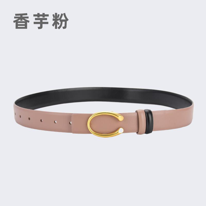Four Seasons Available New Simplified Version Double Sided Buckle Belt Alloy Women'S Belt Fashion Versatile Leather Decorative Thin Belt