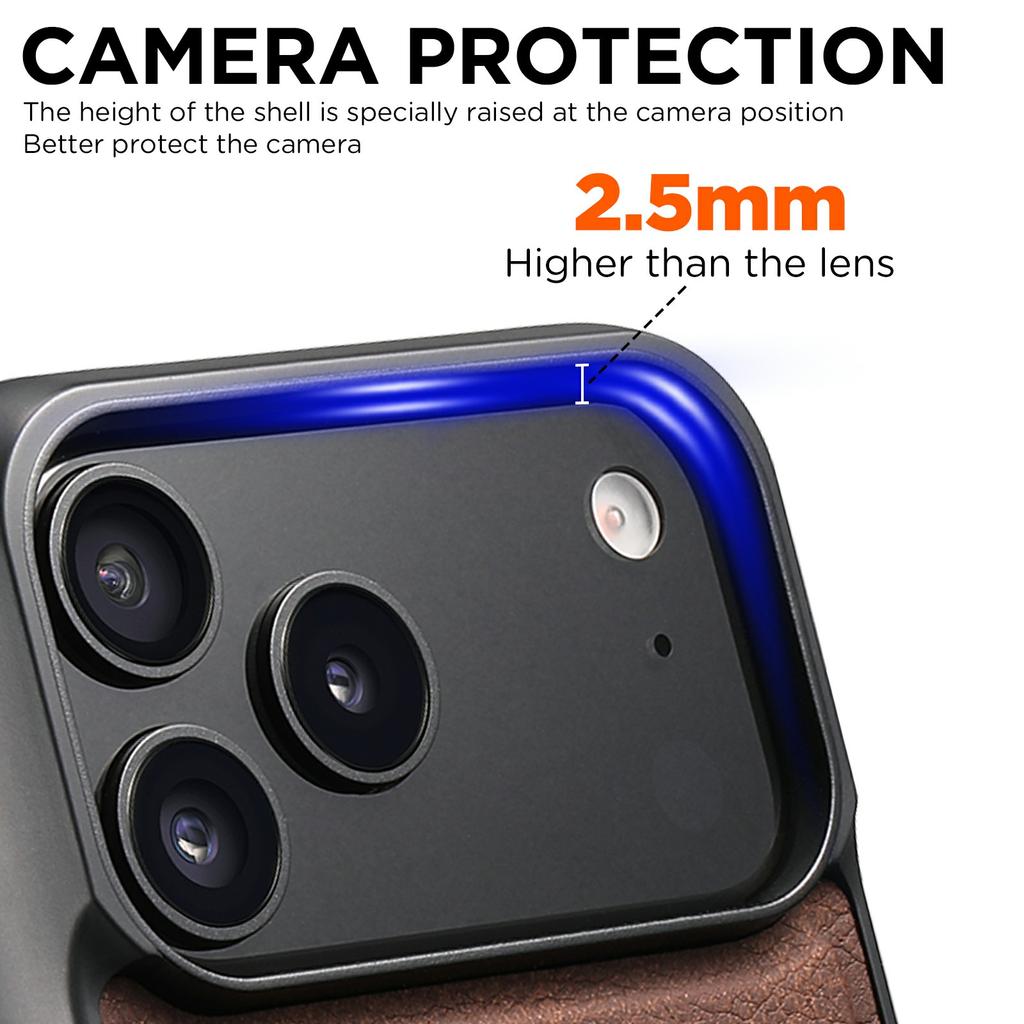 SUTENI G5 For iPhone 17 Pro Max Case Compatible with MagSafe Litchi Texture Leather Back Cover