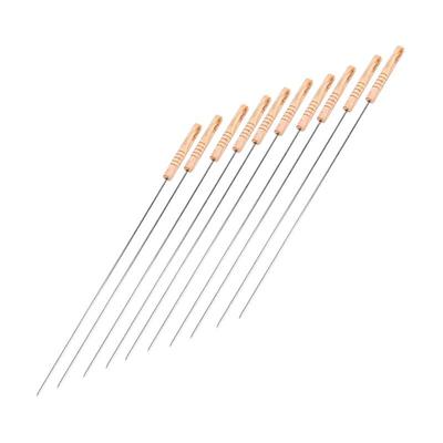 ZISIZ Wooden Handle Stainless Steel BBQ Skewers (25-pack)