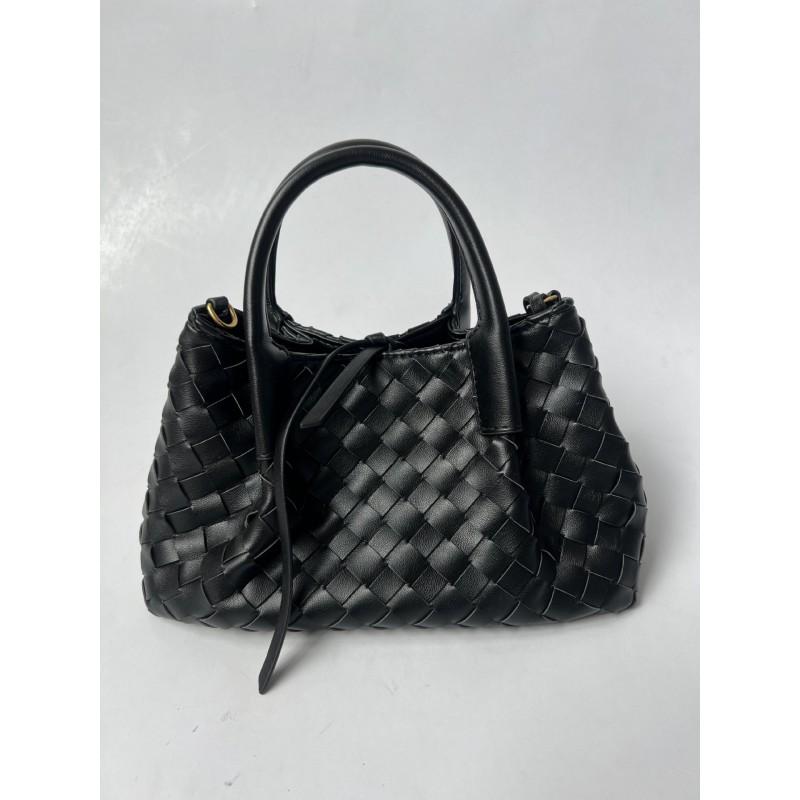 Genuine Leather Woven Bucket Bag Crossbody