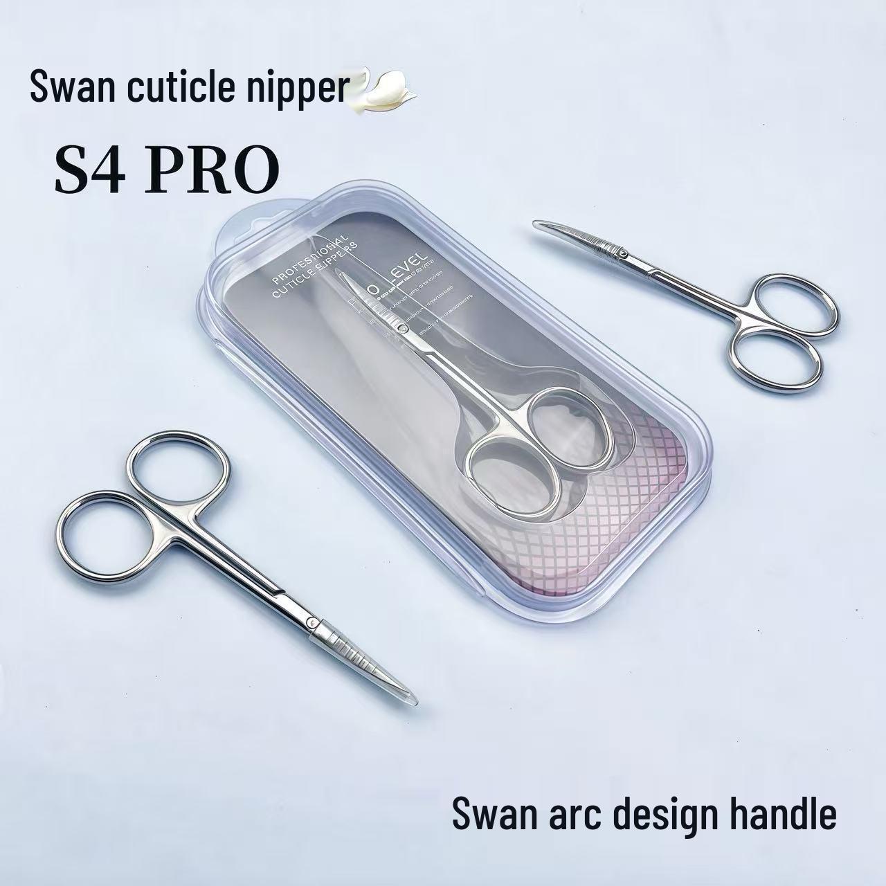 S4-PRO Russian Swan Handle Cuticle Nipper - Ukrainian Stainless Steel, Small Curved Blade, Professional Grade.