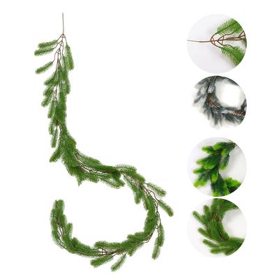 Guirlande de pin artificiel 2M Toucher réel Guirlande de verdure saisonnière artificielle Plante d'imitation Plastique Guirlande de pin d'hiver