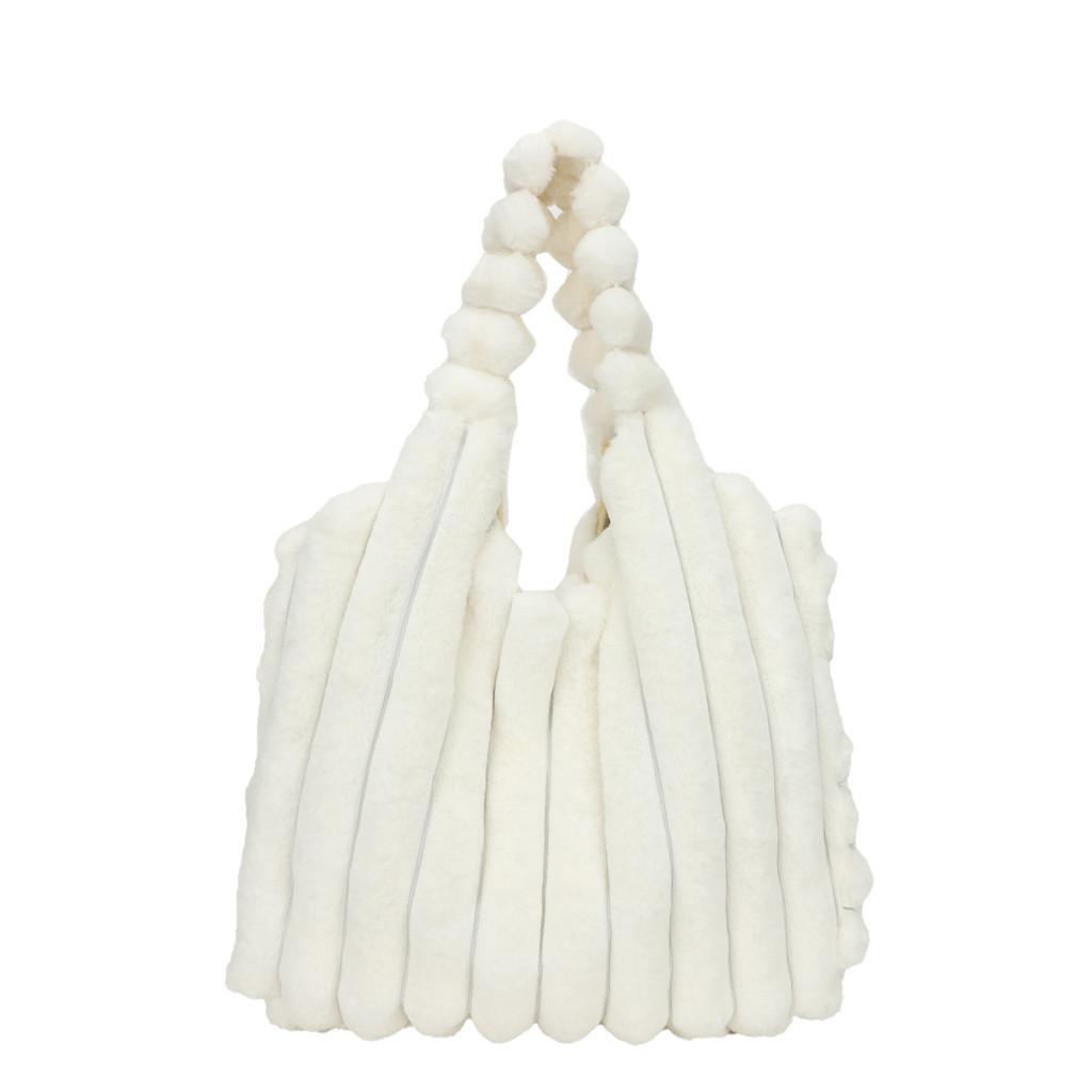 Stilvolle, geräumige Plüsch-Tragetasche, weiche, urban-schicke, flauschige Schultertasche
