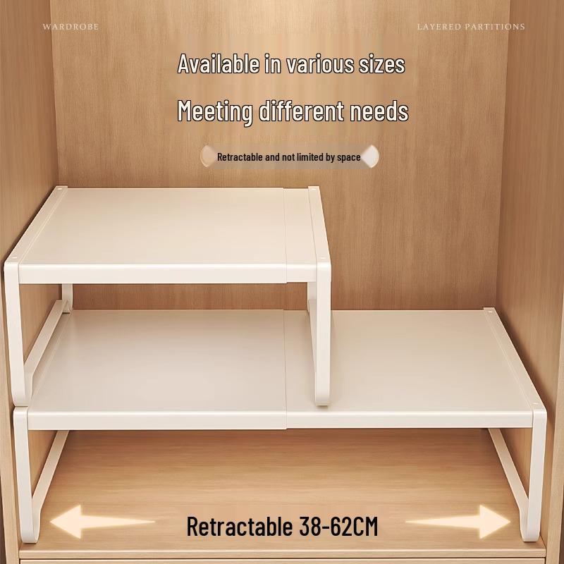 Organizador de Prateleira Retrátil para Guarda-Roupa em Aço Carbono