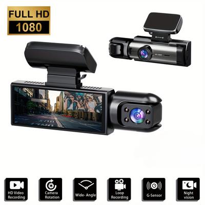 IR Gece Görüşü, Döngü Kaydı ve Geniş Açılı Lensli Arabalar İçin 1080P Çift Kameralı Dash Cam-3.16 İnç IPS Ekran, İsteğe Bağlı 32 GB Kart.