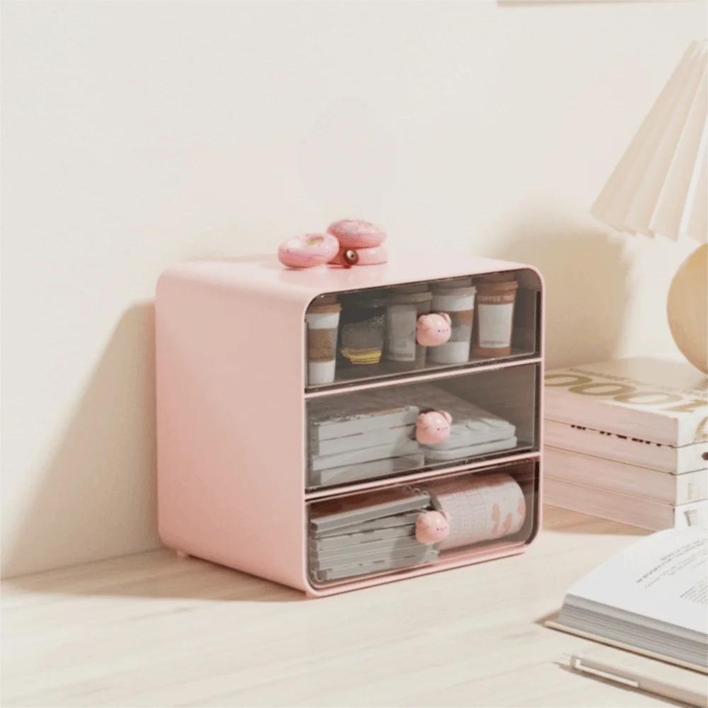 Transparent Design Desktop Drawer Box Multifunctional Space Saving Storage Shelf Large Capacity Cosmetic Storage Box School