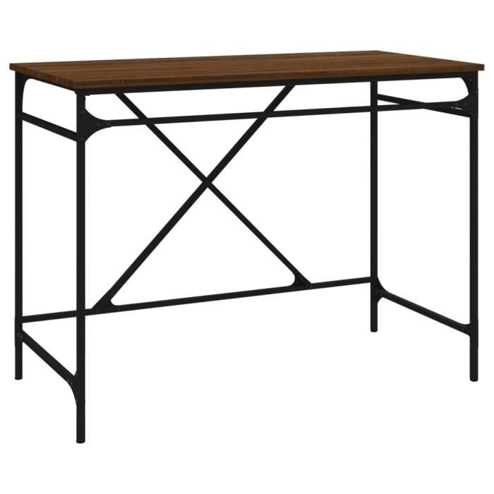 VidaXL Desk Brown Oak 100x50x75 Cm Engineered Wood and Iron 826723