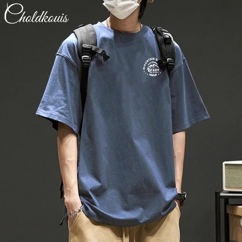 Baumwoll Kurzarm T-Shirt Schwarz Weiß Mode Druck All Match Atmungsaktiv Sommer Sport T-Shirt Herren Top