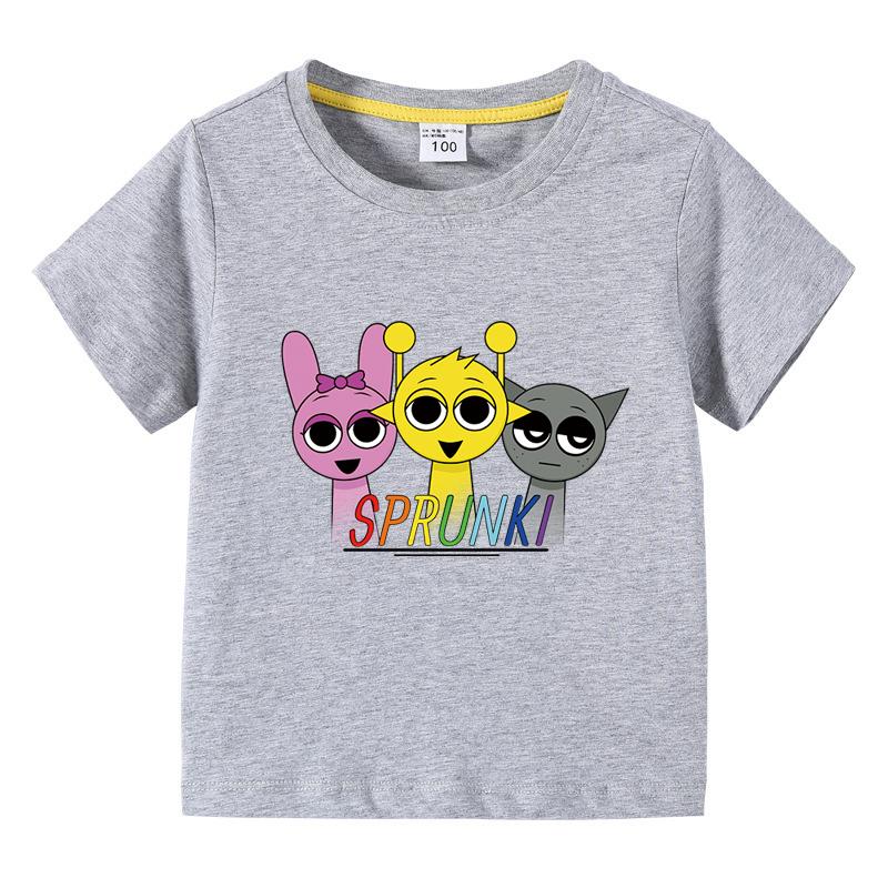 2025 Summert Shirt Sprunki Kids Clothes Incredibox Boys Girls Cotton T-shirts Cartoon Game Character Print Tops Cool Comfortable Short Gift