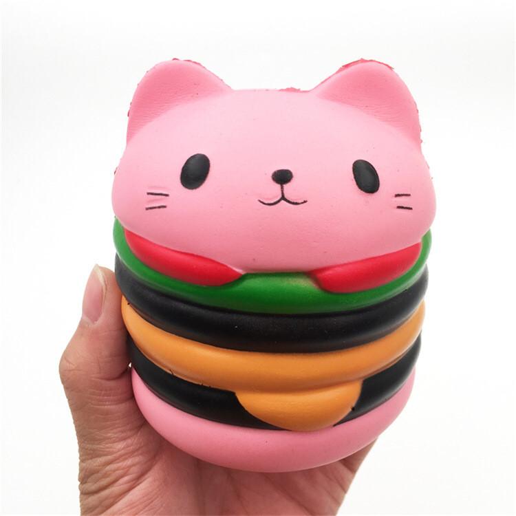 

Cat Hamburger Squishy Toy With Slow Rebound Soft Pu Material For Stress Relief And Gift Use рожевий
