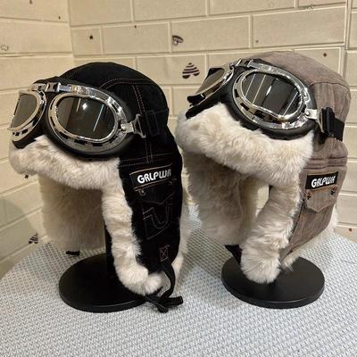 Unisex Aviator Hat with Ear Protection and Glasses, Cotton Thickened for Cold Wind In Autumn/Winter, Ideal for Cycling and Outdoor Warmth.