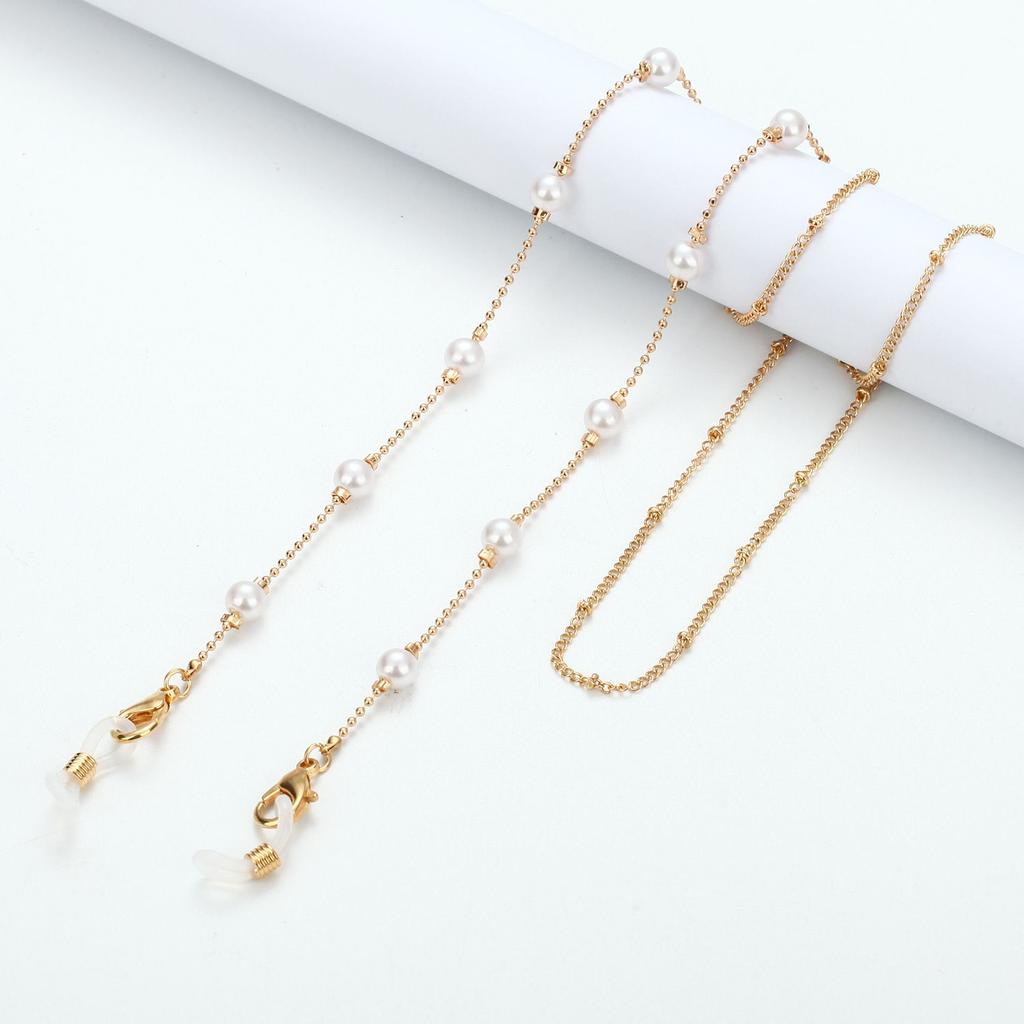 Bohemian Lanyard Metal Eyeglass Cord Pearl Glasses Chain Sunglasses Chain Mask Holder Mask Chain